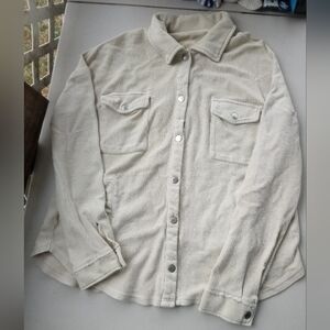 Altar'd State Cream Corduroy Shacket Button Up Shirt Jacket Women's Cream